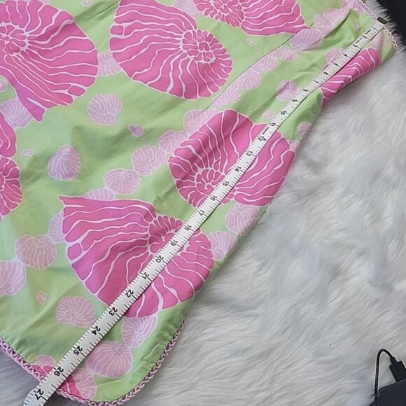 LILLY PULITZER Pink Nautilus Shell Print Strapless Halter Cotton Sheath Dress 4 - Picture 8 of 10